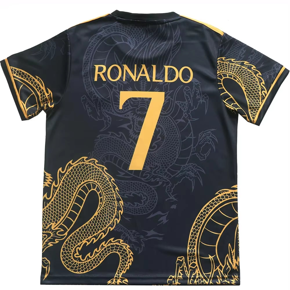 24/25 New C Ronaldo Fans Football Jersey T-Shirt Mens Football Sports T-Shirt Boys Dragon Pattern Football Training Suit Tshirt