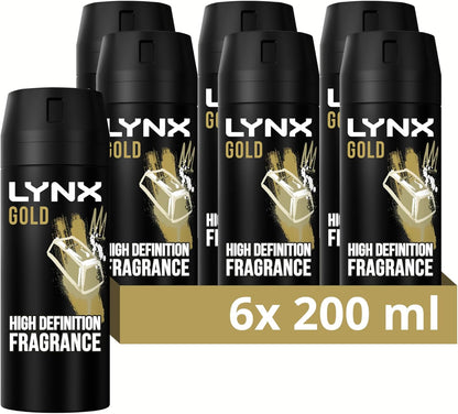 Gold Bodyspray 48 Hours of Odour-Busting Zinc Tech Deodorant to Finish Your Style 6X 200 Ml