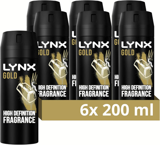 Gold Bodyspray 48 Hours of Odour-Busting Zinc Tech Deodorant to Finish Your Style 6X 200 Ml