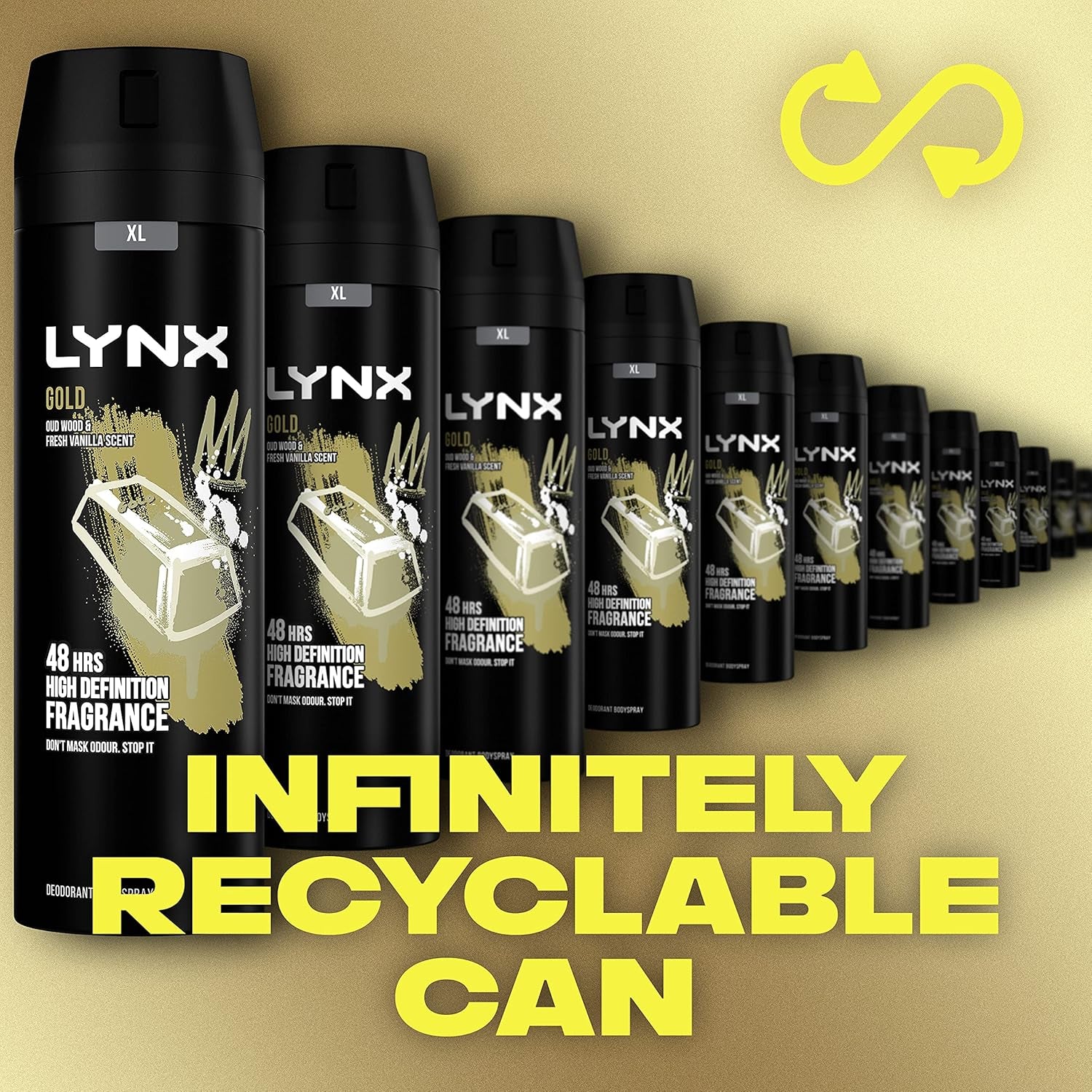 Gold Bodyspray 48 Hours of Odour-Busting Zinc Tech Deodorant to Finish Your Style 6X 200 Ml
