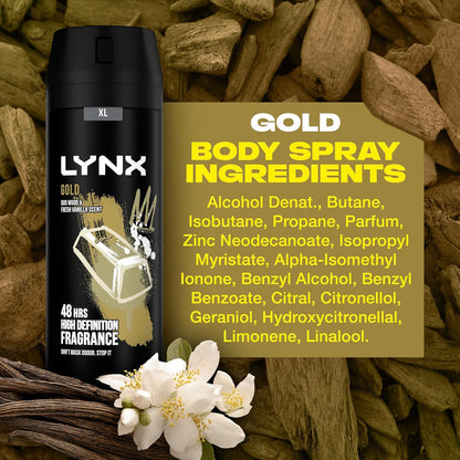 Gold Bodyspray 48 Hours of Odour-Busting Zinc Tech Deodorant to Finish Your Style 6X 200 Ml